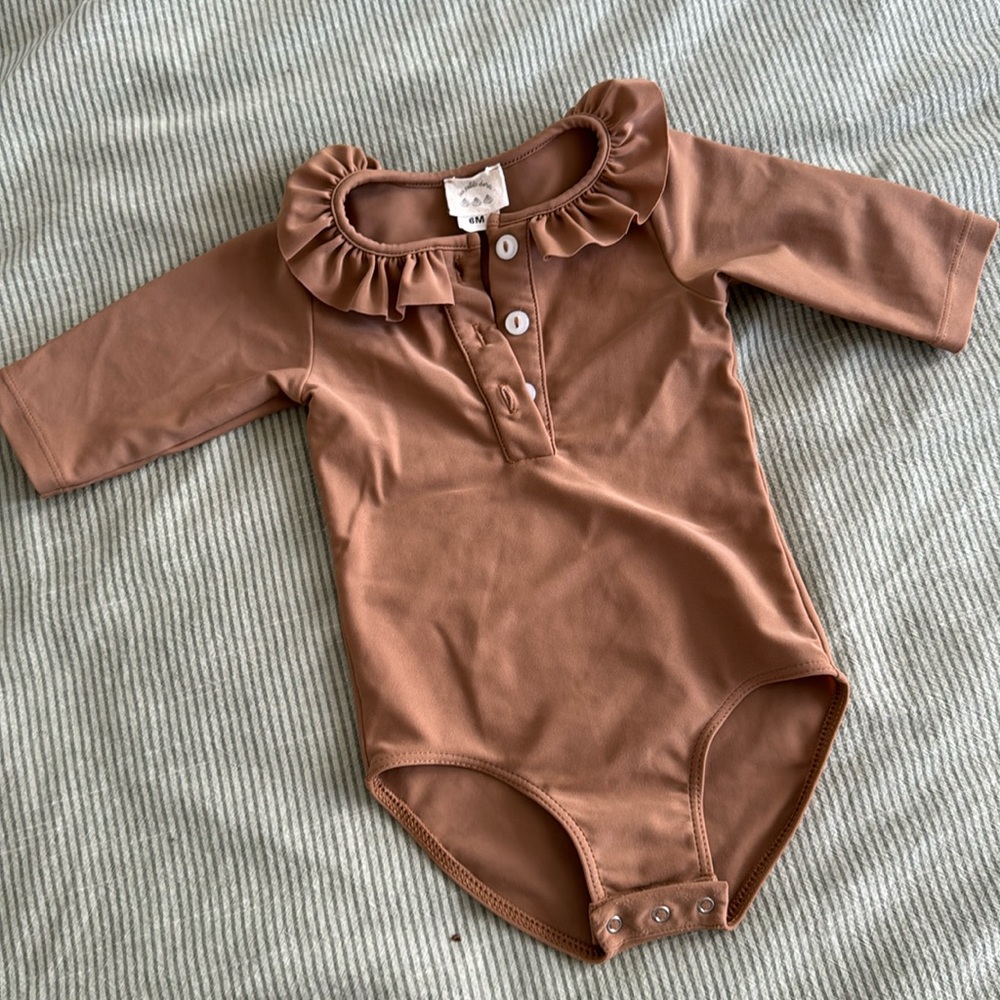 Long Sleeve Rash Guard One Piece, les petits dorés (French brand), 6M